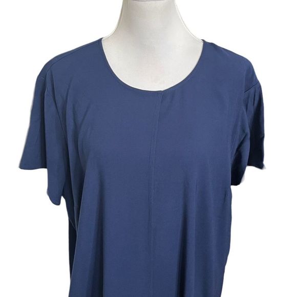 Universal Standard T Shirt Dress Blue Women’s 22-24 Midi Draped Short Sleeves - Picture 2 of 9